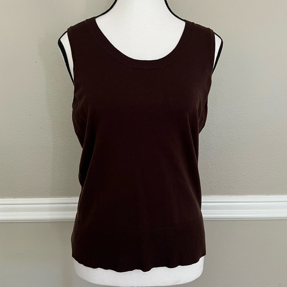 Chico's Sweater Vest Sleeveless Round Neck Brown Women Size 1